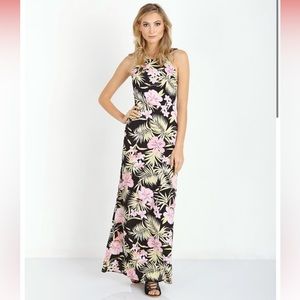For Love & Lemons Palms Maxi Dress Pastel Palm Floral
